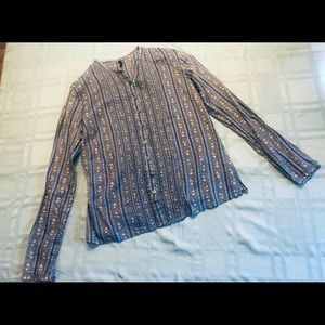 Vintage J. Crew Flower Blouse Blue Grey Small